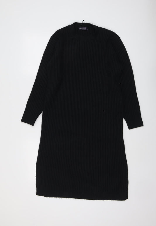 Marks and Spencer Womens Black Polyester Jumper Dress Size L Round Neck Pullover