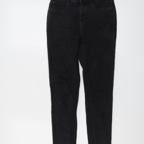 New Look Girls Black Cotton Skinny Jeans Size 13 Years Regular Button - Frayed Hem