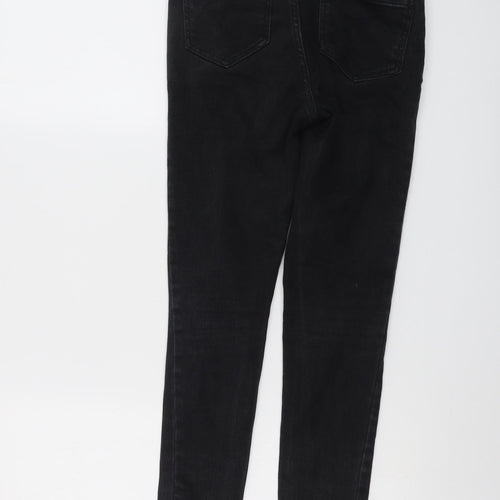 New Look Girls Black Cotton Skinny Jeans Size 13 Years Regular Button - Frayed Hem