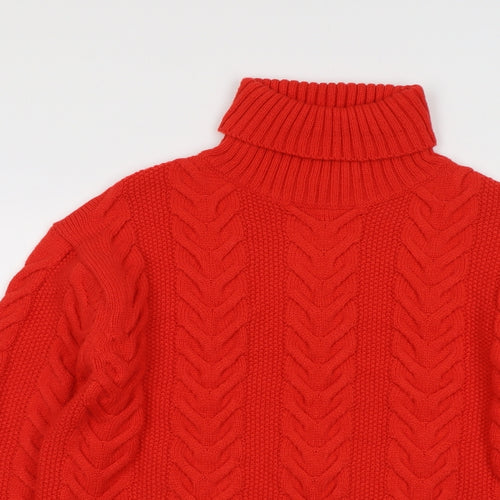 Marks and Spencer Womens Red Roll Neck Acrylic Pullover Jumper Size M