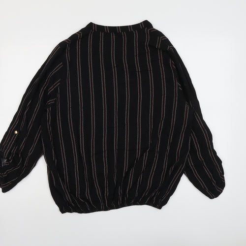 Select Womens Black Striped Viscose Basic Blouse Size 18 V-Neck