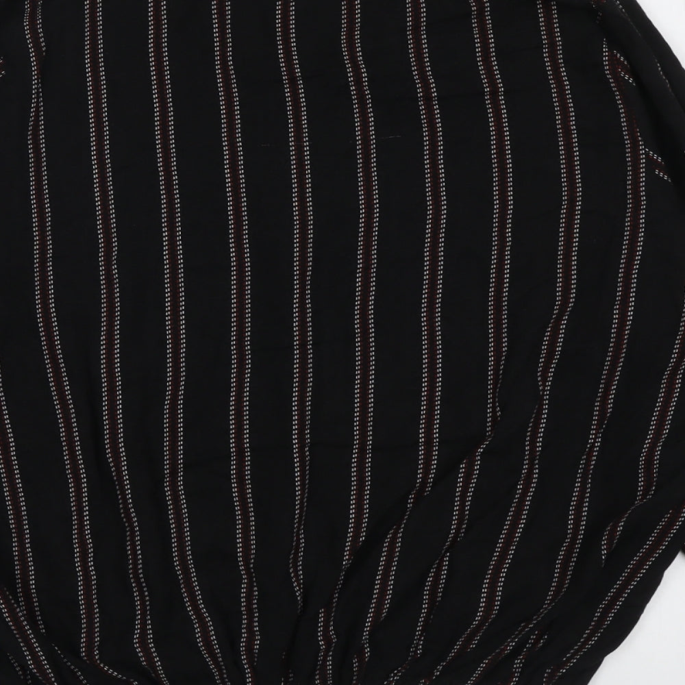 Select Womens Black Striped Viscose Basic Blouse Size 18 V-Neck