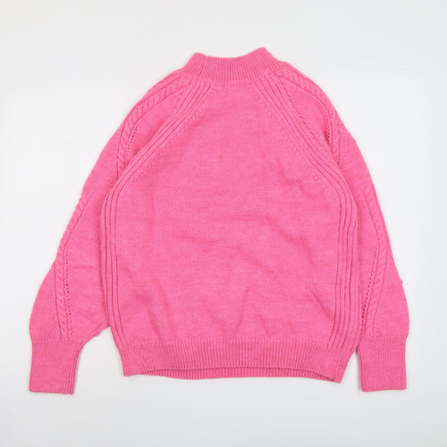 Marks and Spencer Womens Pink Mock Neck Acrylic Pullover Jumper Size M