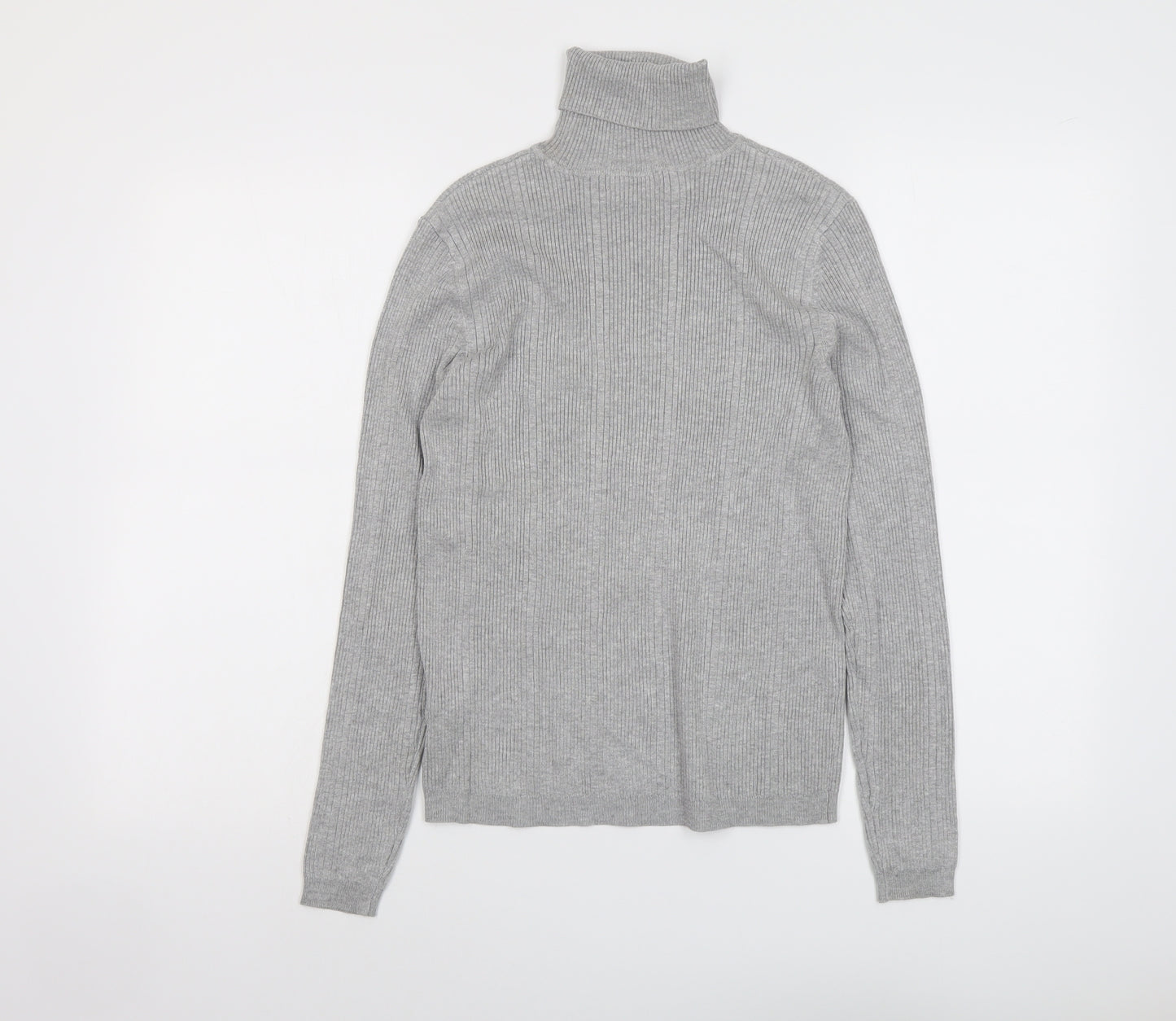 Marks and Spencer Womens Grey Roll Neck Viscose Pullover Jumper Size 10