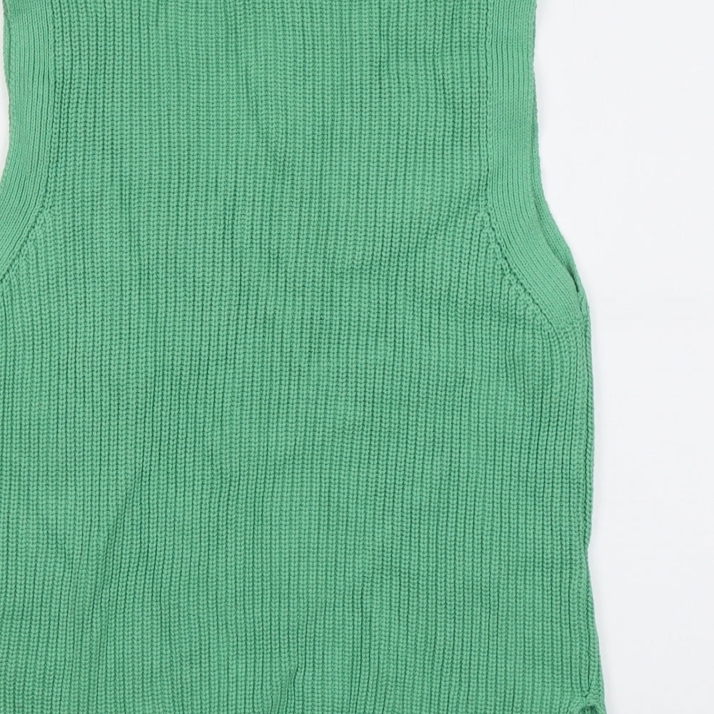 Marks and Spencer Womens Green Roll Neck Cotton Vest Jumper Size M