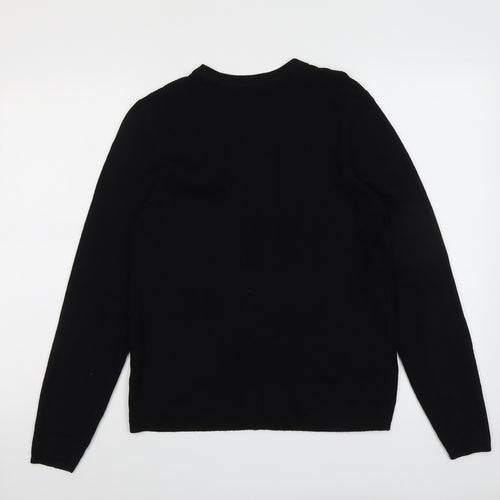 Marks and Spencer Womens Black Round Neck Acrylic Pullover Jumper Size 16