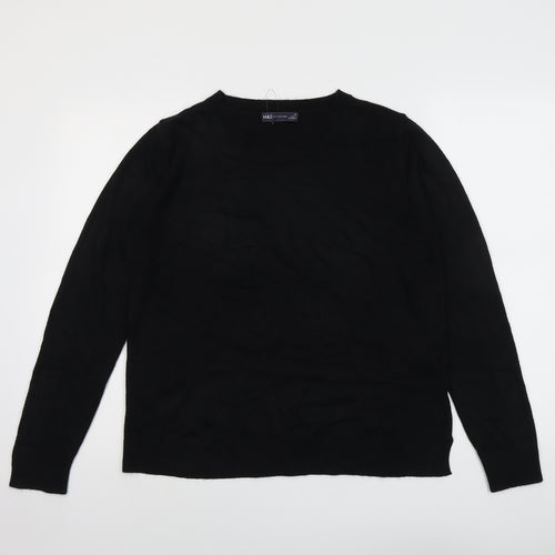 Marks and Spencer Womens Black Round Neck Acrylic Pullover Jumper Size 16