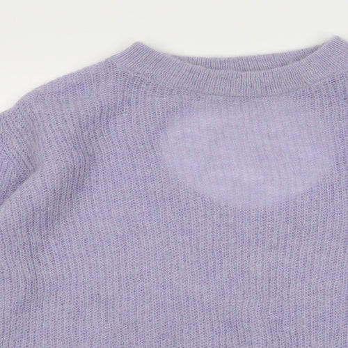 Topshop Womens Purple Round Neck Alpaca Pullover Jumper Size S - Cut Out Back Detail
