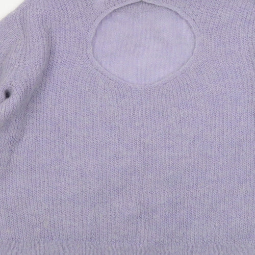 Topshop Womens Purple Round Neck Alpaca Pullover Jumper Size S - Cut Out Back Detail