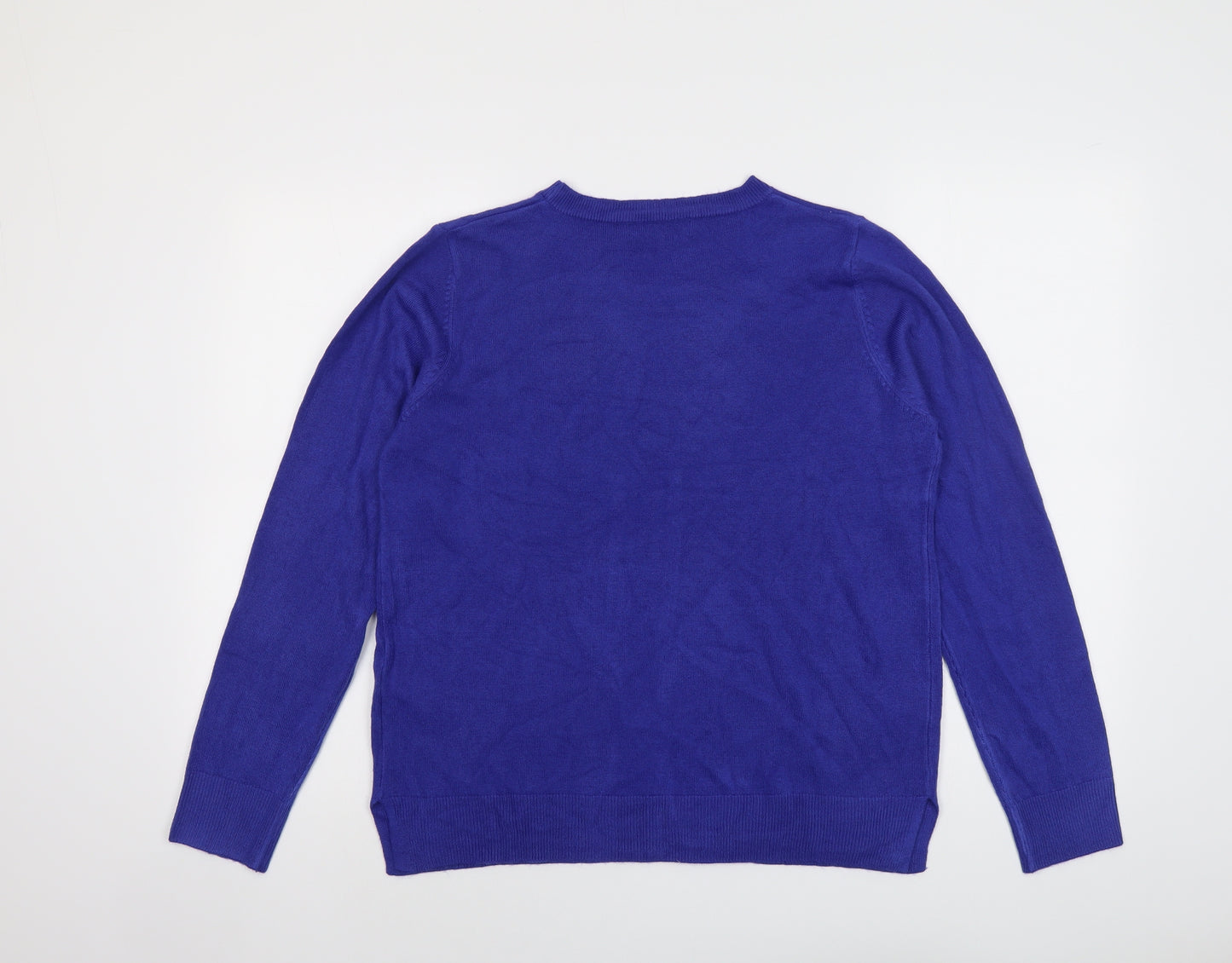 Marks and Spencer Womens Blue Round Neck Acrylic Pullover Jumper Size 16