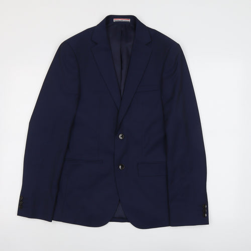 Moss London Mens Blue Polyester Jacket Suit Jacket Size 36 Regular