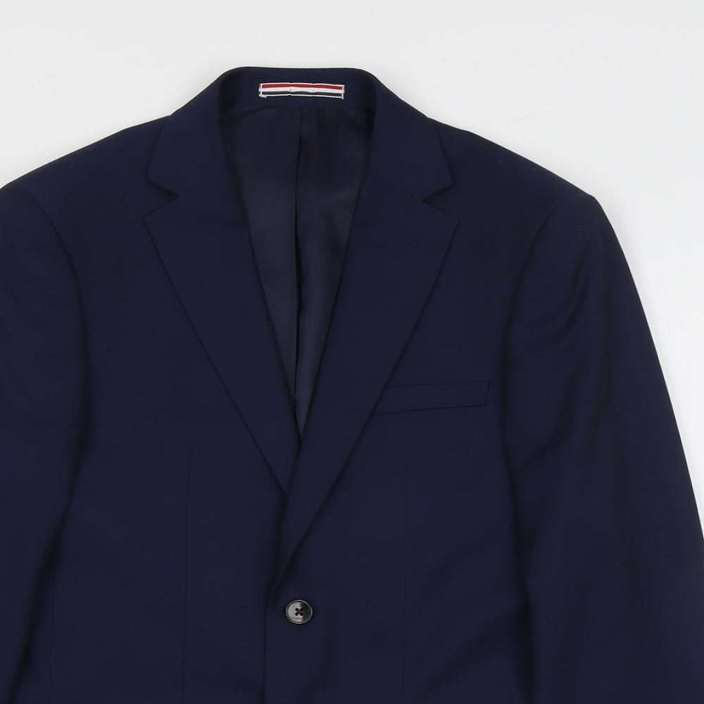 Moss London Mens Blue Polyester Jacket Suit Jacket Size 36 Regular