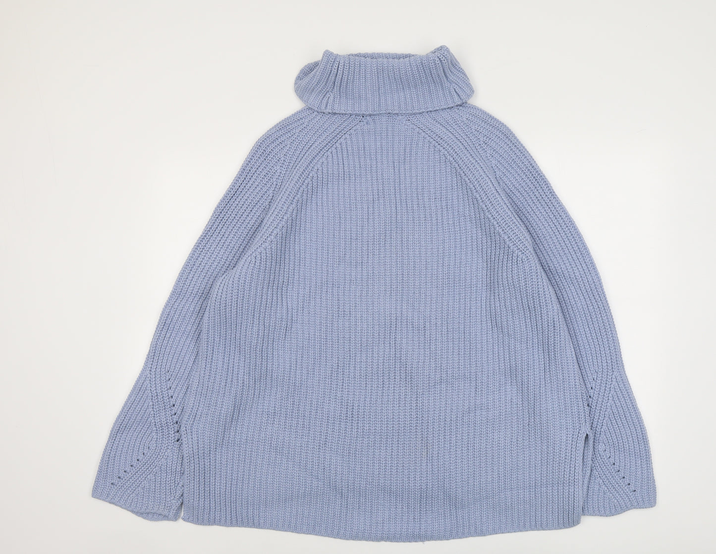 Per Una Womens Blue Roll Neck Cotton Pullover Jumper Size L