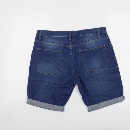 Topman Mens Blue Cotton Chino Shorts Size 34 in L9 in Slim Button