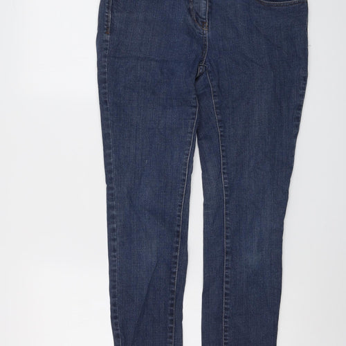 NEXT Womens Blue Cotton Skinny Jeans Size 10 L29 in Regular Button