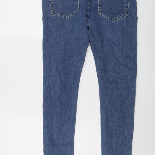 Topman Mens Blue Cotton Skinny Jeans Size 34 in L28 in Regular Button