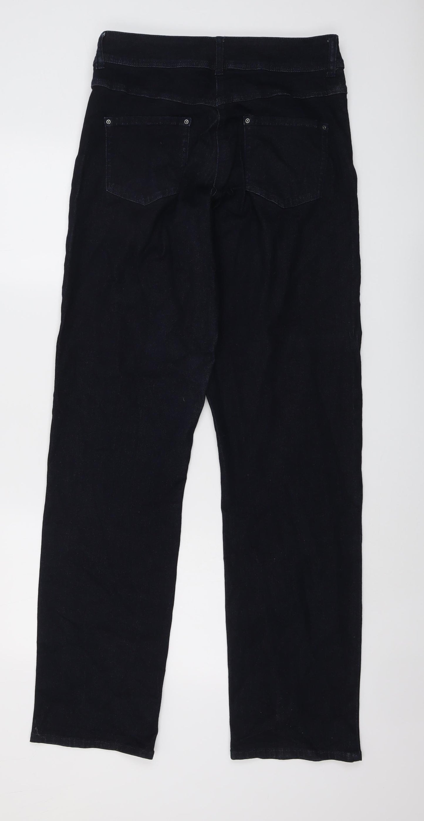 Long Tall Sally Womens Blue Cotton Straight Jeans Size 14 L35 in Regular Button