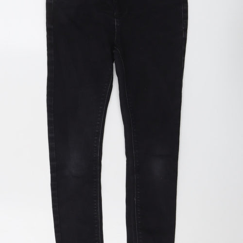 River Island Boys Black Cotton Skinny Jeans Size 10 Years Regular Button