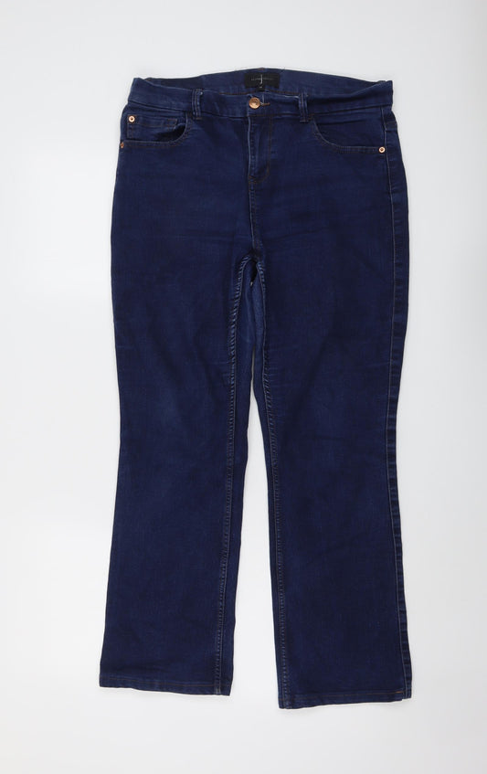 Jasper Conran Womens Blue Cotton Bootcut Jeans Size 14 L28 in Regular Button