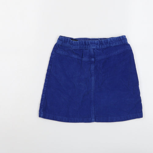 John Lewis Girls Blue Cotton Mini Skirt Size 8 Years Regular Button