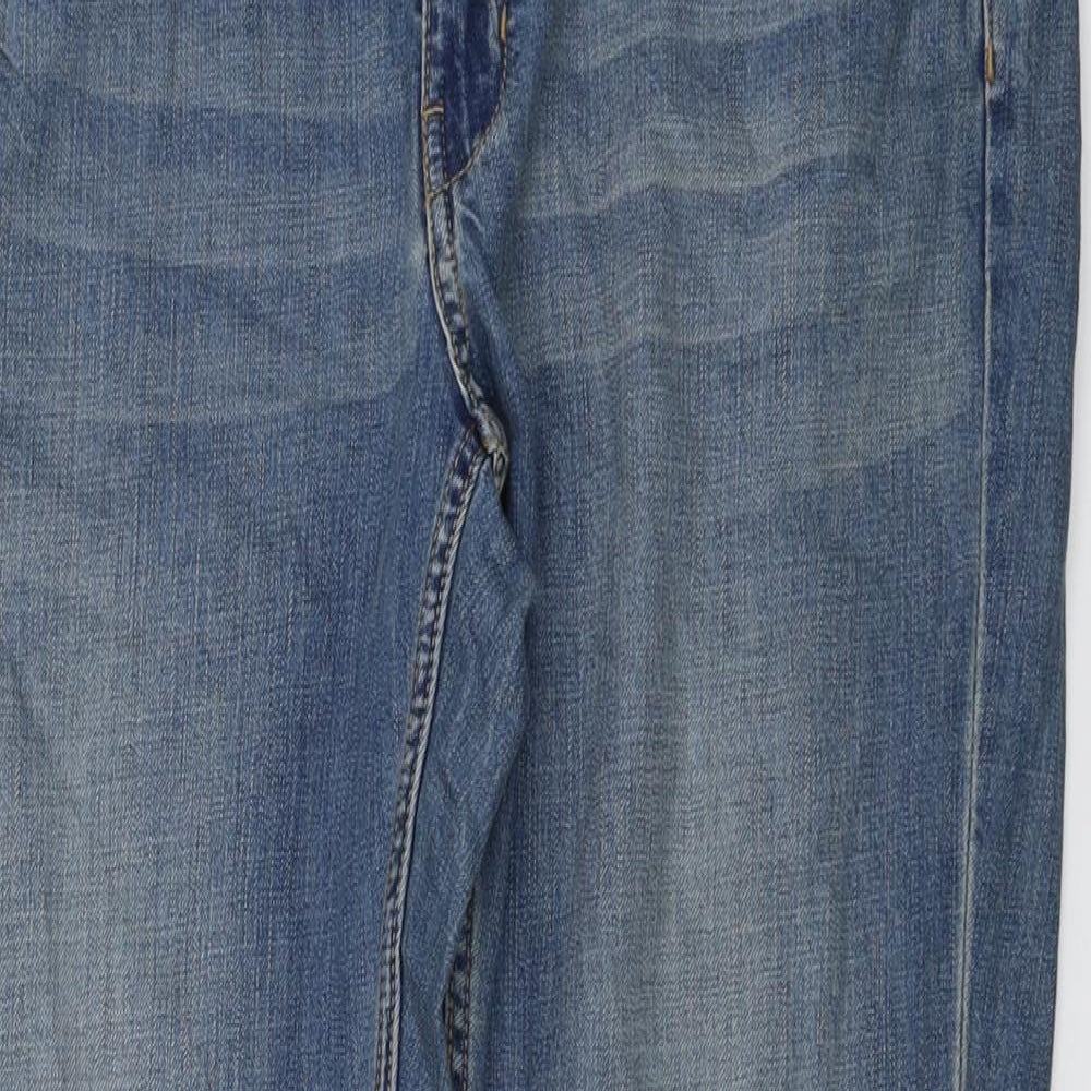 H&M Mens Blue Cotton Straight Jeans Size 33 in L30 in Regular Button