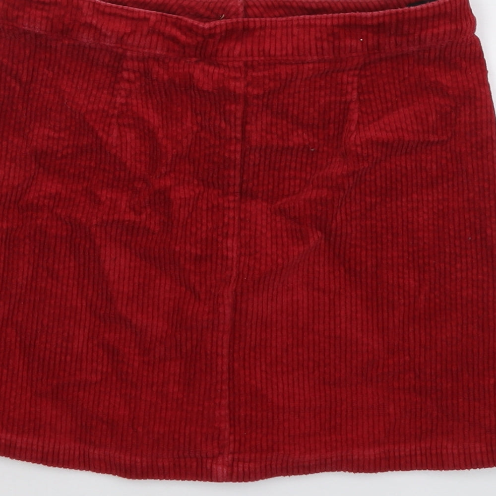 NEXT Girls Red Cotton Mini Skirt Size 11 Years Regular Button