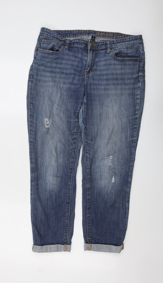 Gap Womens Blue Cotton Mom Jeans Size 12 L26 in Regular Button