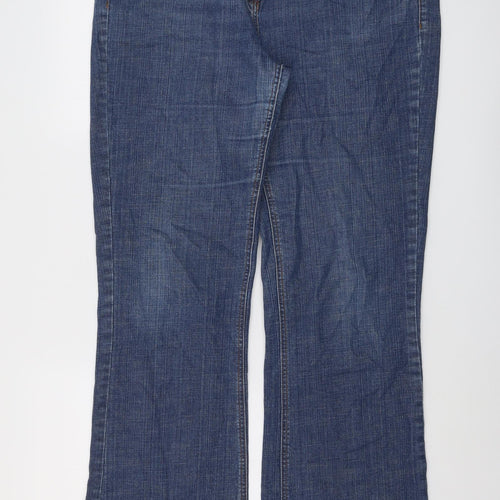 Long Tall Sally Womens Blue Cotton Bootcut Jeans Size 16 L33 in Regular Button