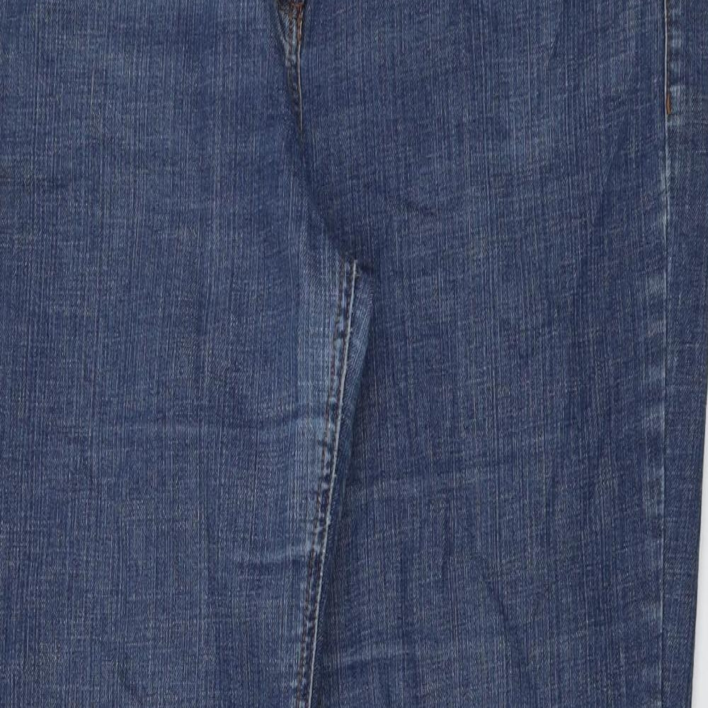 Long Tall Sally Womens Blue Cotton Bootcut Jeans Size 16 L33 in Regular Button