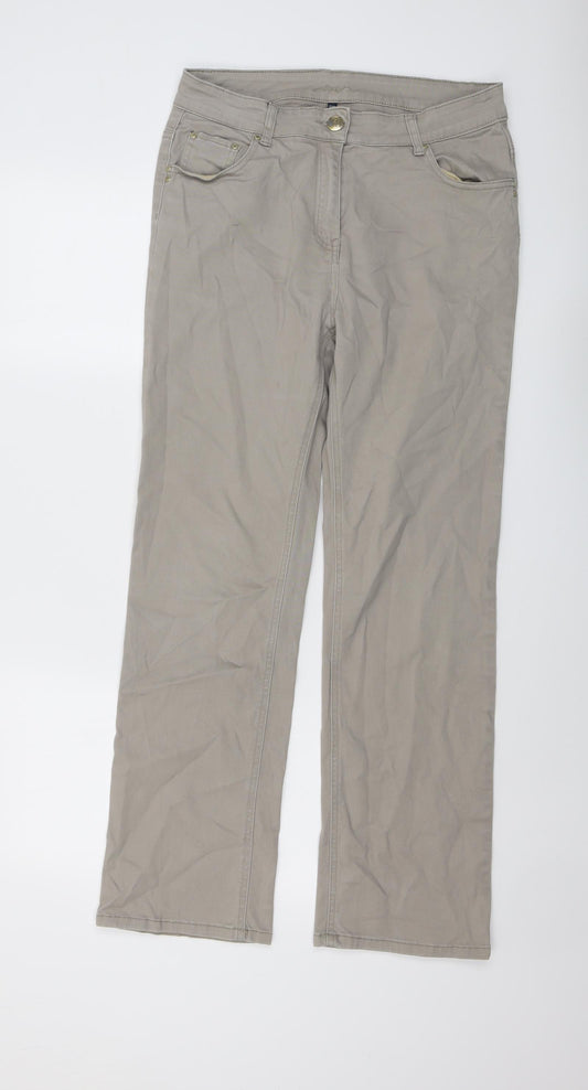 DASH Womens Beige Cotton Straight Jeans Size 12 L29 in Regular Button