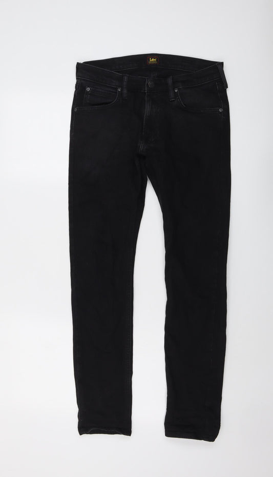 Lee Mens Black Cotton Skinny Jeans Size 29 in L32 in Regular Button
