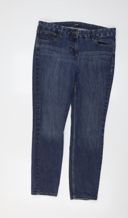 Marks and Spencer Womens Blue Cotton Skinny Jeans Size 18 L27 in Regular Button