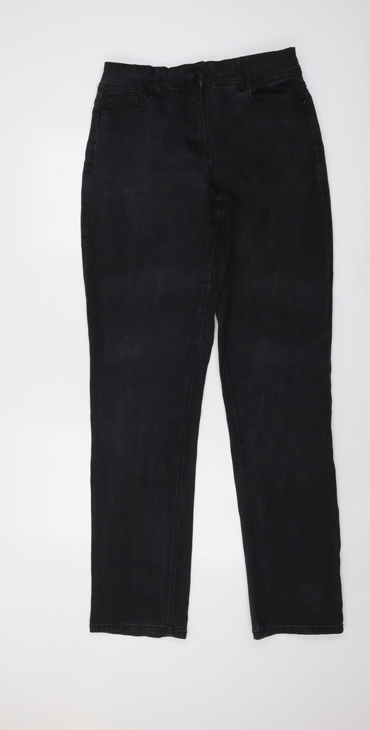 Long Tall Sally Womens Black Cotton Skinny Jeans Size 14 L35 in Regular Button