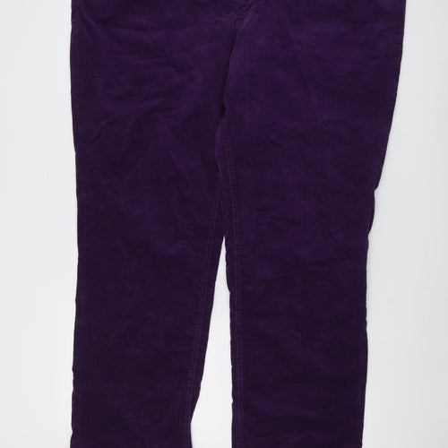 Canada Womens Purple Cotton Trousers Size 28 L30 in Regular Button
