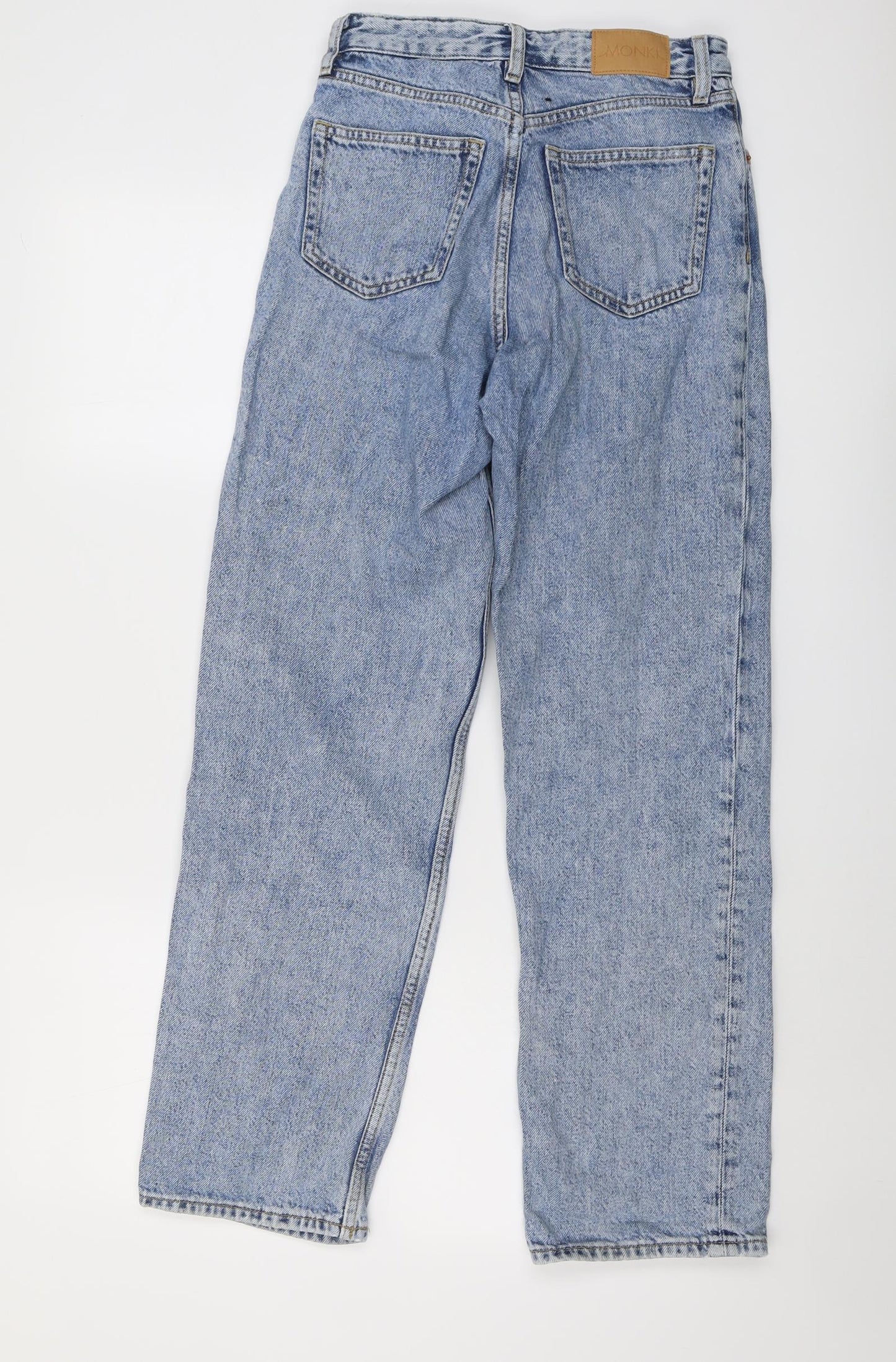Monki Womens Blue Cotton Straight Jeans Size 25 in L29 in Regular Button