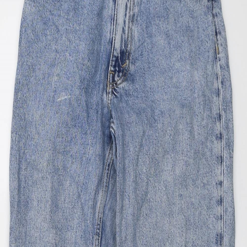 Monki Womens Blue Cotton Straight Jeans Size 25 in L29 in Regular Button