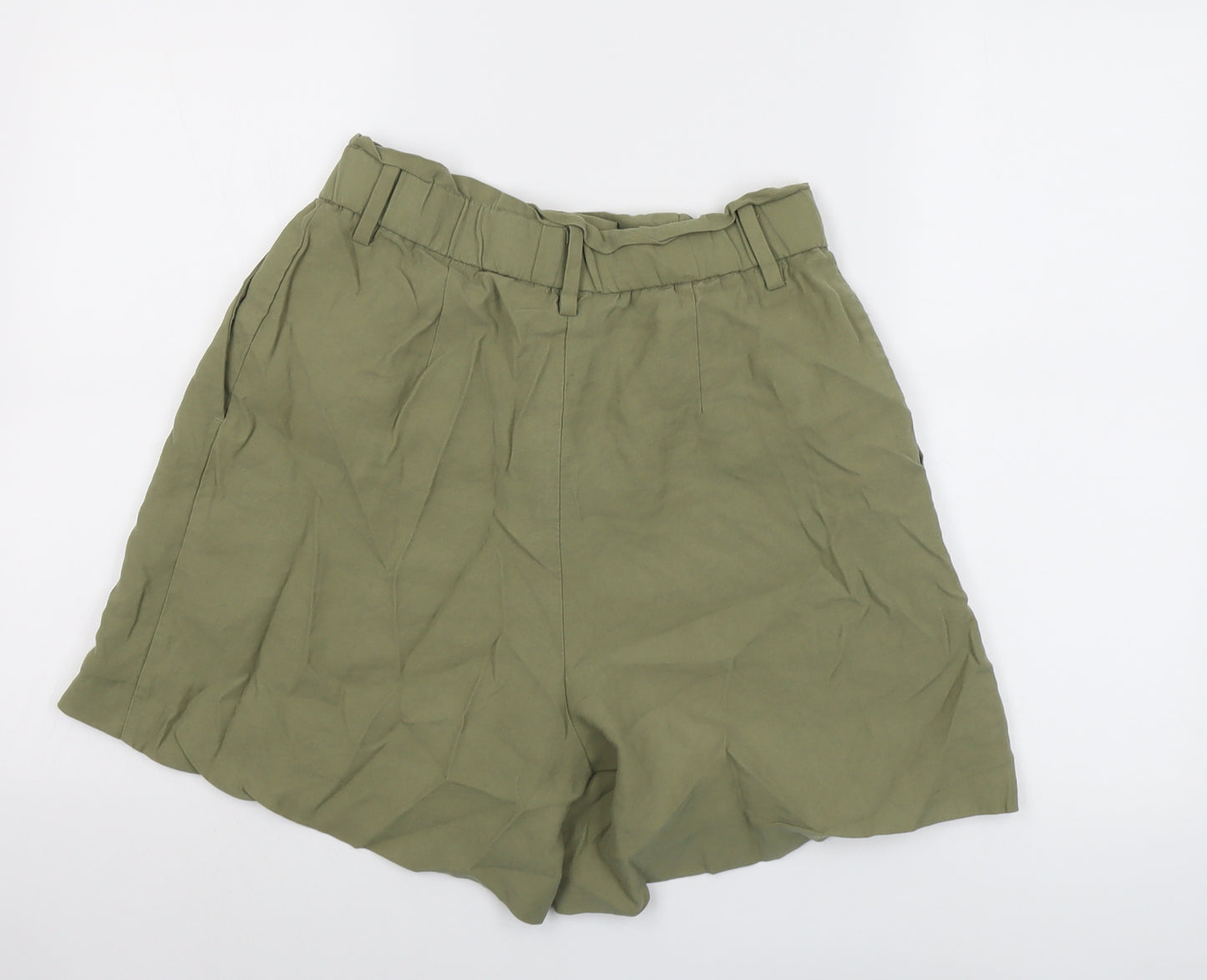 H&M Womens Green Viscose Culotte Shorts Size 12 L4 in Regular Button