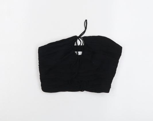 Zara Womens Black Polyester Cropped Blouse Size S Square Neck - Strapless