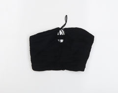 Zara Womens Black Polyester Cropped Blouse Size S Square Neck - Strapless