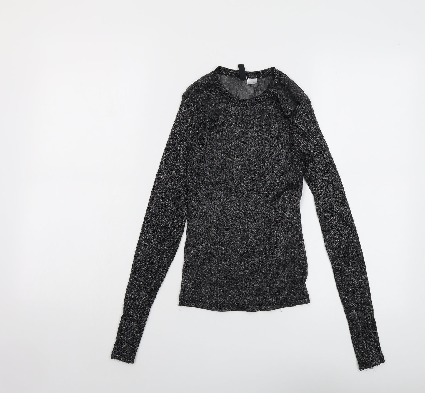 H&M Womens Black Polyester Basic T-Shirt Size S Round Neck
