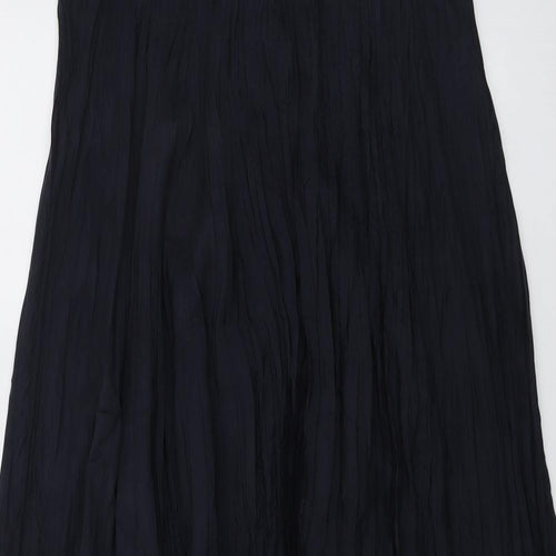 Marks and Spencer Womens Black Silk Pleated Skirt Size 16
