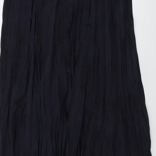 Marks and Spencer Womens Black Silk Pleated Skirt Size 16