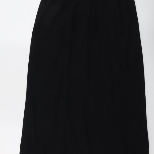 Marks and Spencer Womens Black Polyester Pleated Skirt Size 12