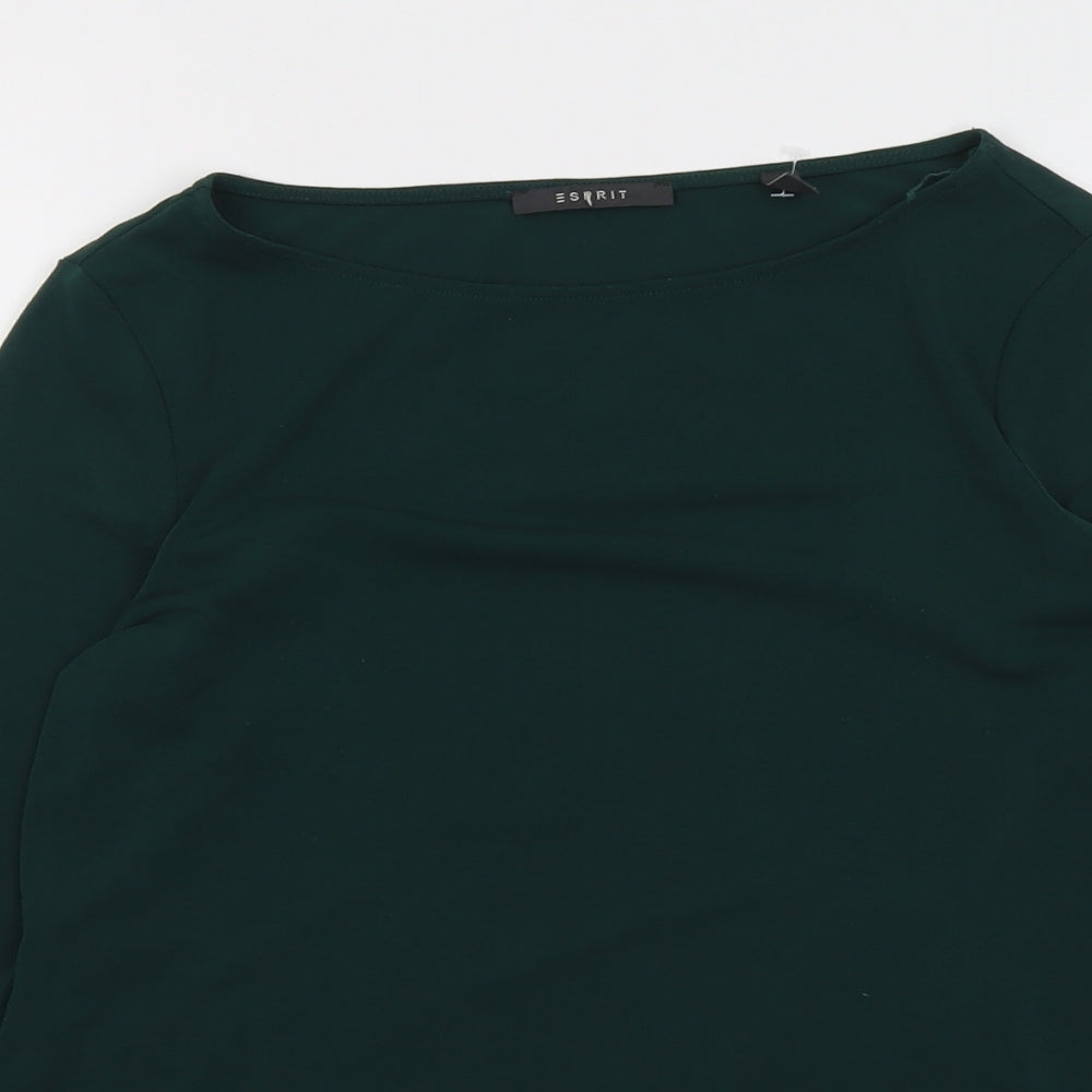 Esprit Womens Green Polyester Basic Blouse Size M Boat Neck