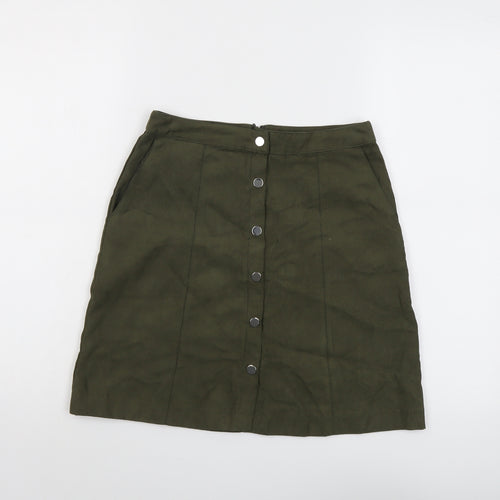 Oasis Womens Green Polyester A-Line Skirt Size 6 Zip