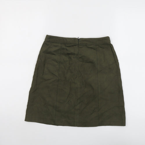 Oasis Womens Green Polyester A-Line Skirt Size 6 Zip