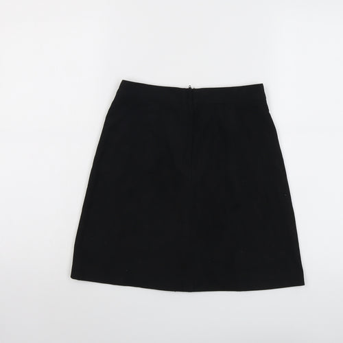 H&M Womens Black Polyester A-Line Skirt Size 6 Zip