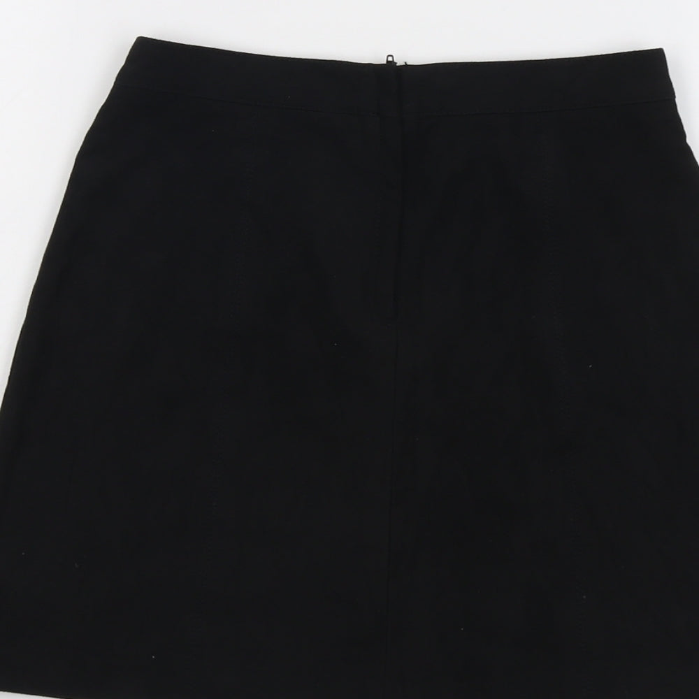 H&M Womens Black Polyester A-Line Skirt Size 6 Zip
