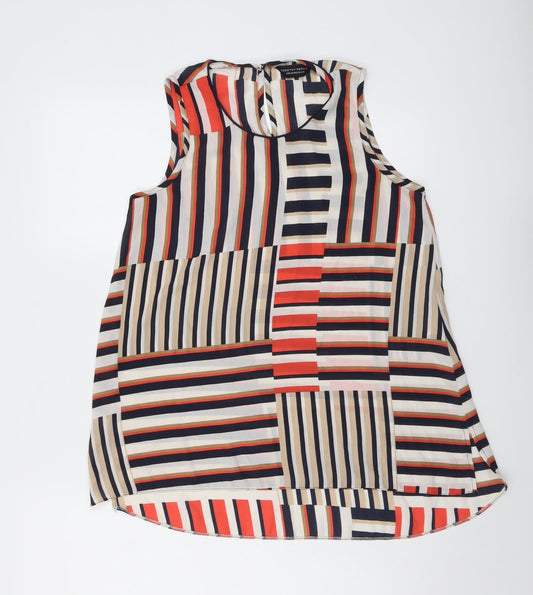 Dorothy Perkins Womens Multicoloured Geometric Polyester Basic Blouse Size 10 Round Neck