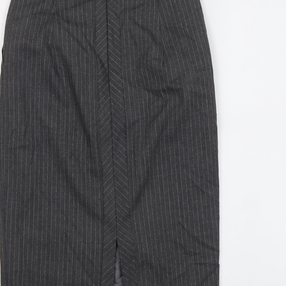 Warehouse Womens Grey Striped Polyester Straight & Pencil Skirt Size 6 Zip